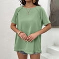 thumbnail image 4 of Vedolay Shirts For Women Womens Blouses and Tops Short Sleeve Chiffon Shirts and Tops,Green L, 4 of 5