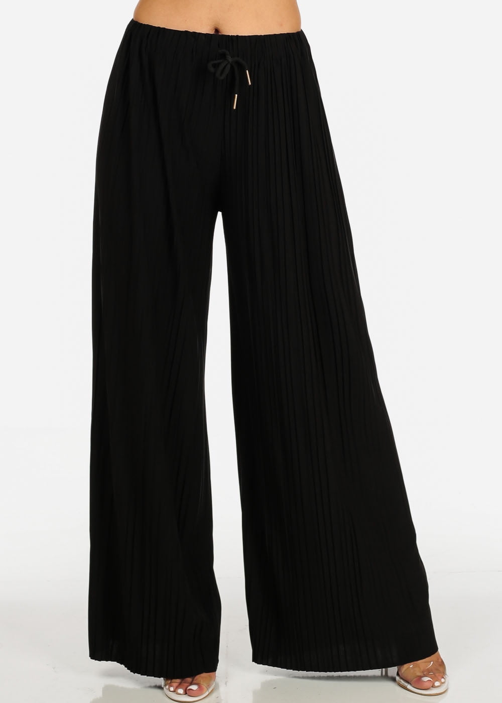 high waisted black flowy pants