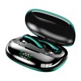 thumbnail image 2 of Auriculares inalámbricos impermeables Micrófono incorporado con estuche de carga Pantalla LED de batería Baja latencia para juegos ejercicio - Verde, 2 of 8