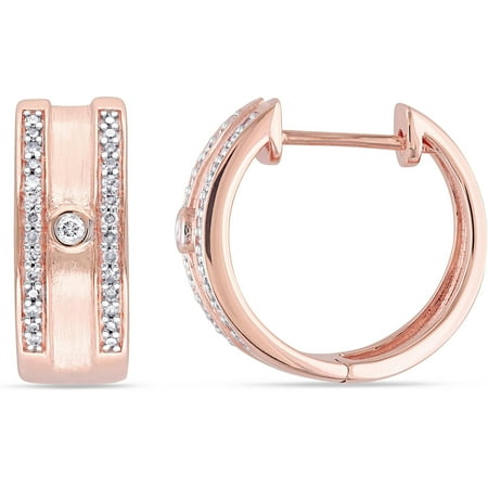 Miabella 1/5 Carat T.W. Diamond 10kt Rose Gold Clip-Back Hoop Earrings