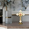thumbnail image 3 of Religious Gifts Jesus on Cross Statue Tabletop Crucifix Cross Home Decor - 8" - Gold, 3 of 6