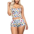 thumbnail image 1 of ZAXARRA Ensembles de Pyjamas d'Été 2 Pcs pour Femmes Camisole Sans Manches + Shorts en Velours à Motif, 1 of 9