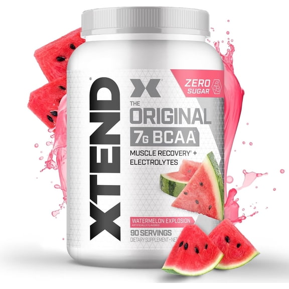 XTEND Original BCAA Powder, Sugar Free Post Workout Muscle Recovery Drink with Amino Acids and 7g BCAAs, Watermelon Explosion Flavor, 90 Servings