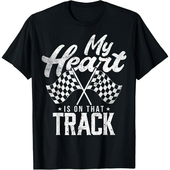 My Heart Is On That Track Racing Girlfriend Drag Race Wife T-Shirt