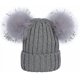 thumbnail image 1 of Fur Bobble Hat Double Pom Pom Beanie Women's Autumn And Winter Korean Fashion Knitted Hat Double Ball Cap Imitation Fox Fur Woolen Hat, 1 of 3