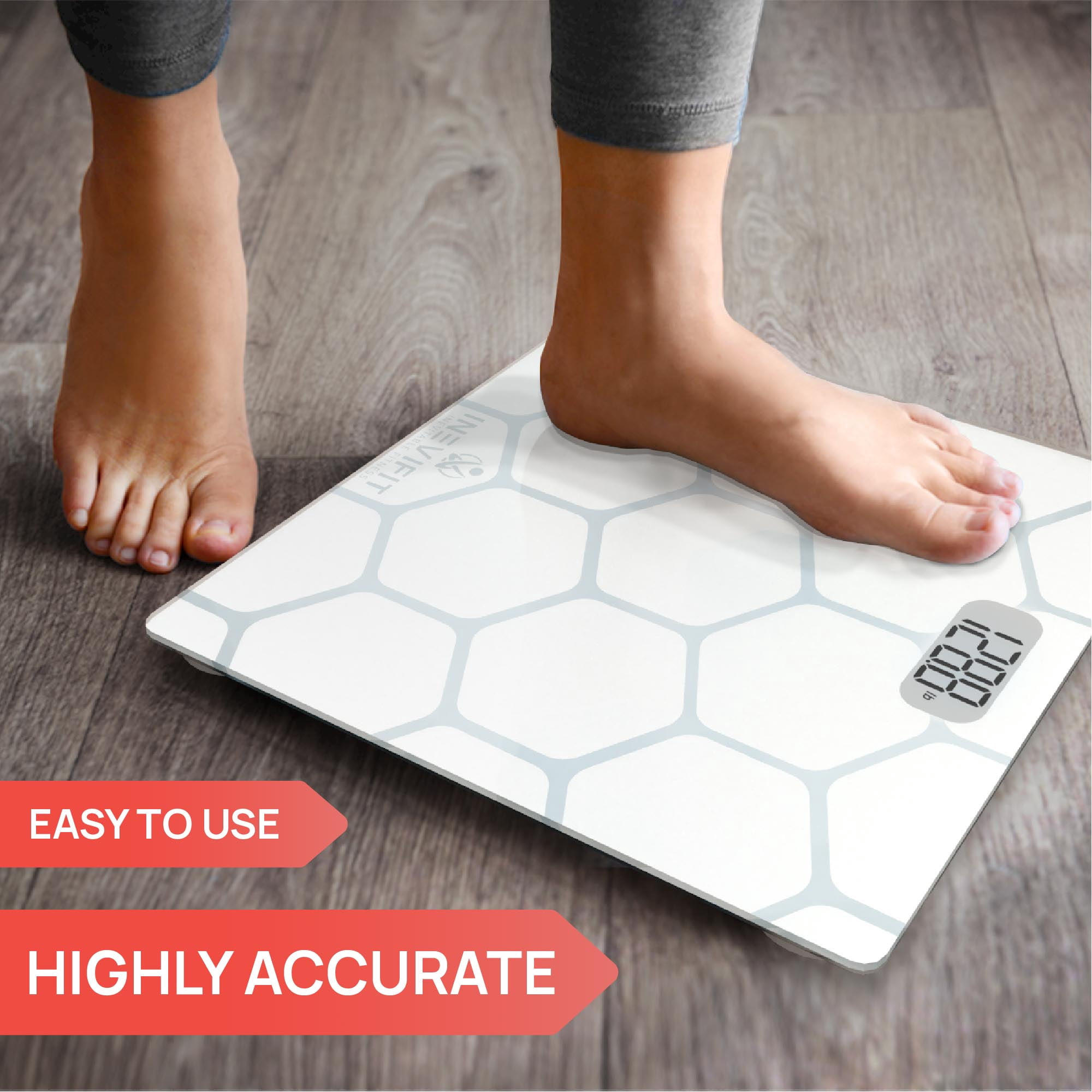 INEVIFIT Bathroom Scale, Highly Accurate Digital Body Weight Scale Up to 400lbs - White