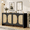 Black, variant on Modern Rattan Sideboard Buffet Cabinet, Kitchen Storage Cabinet, Living Room TV Stand for TVs up to 65", Entertainment Center with Adjustable Shelf, for Dining Living Room Hallway, White