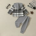 thumbnail image 4 of Gerichy Toddler Baby Boy Clothes Fall Winter Outfit, Toddler Baby Boy Fall Winter Outfit Vintage Plaid Hoodie Jacket Shirts Pants Set 2 Piece Sweatsuit Tracksuit, 4 of 9