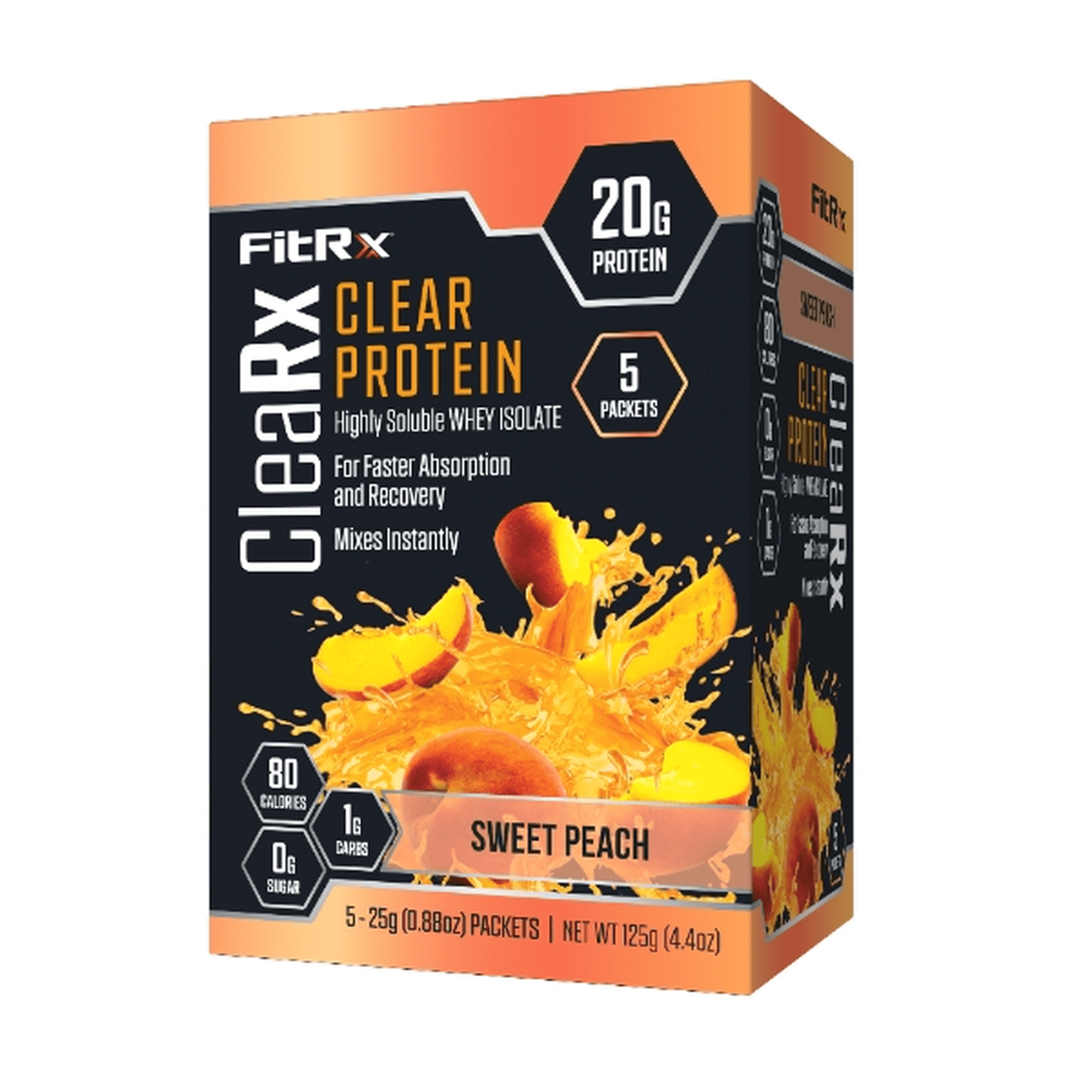 FitRx CleaRx Clear Sweet Peach Whey Protein 5 Packets - 20g