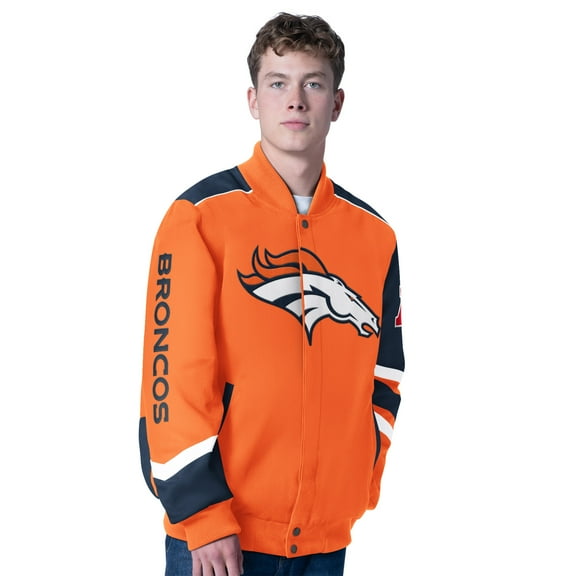 Men's G-III Sports by Carl Banks Orange Denver Broncos Prime Time Full-Zip Racing Jacket