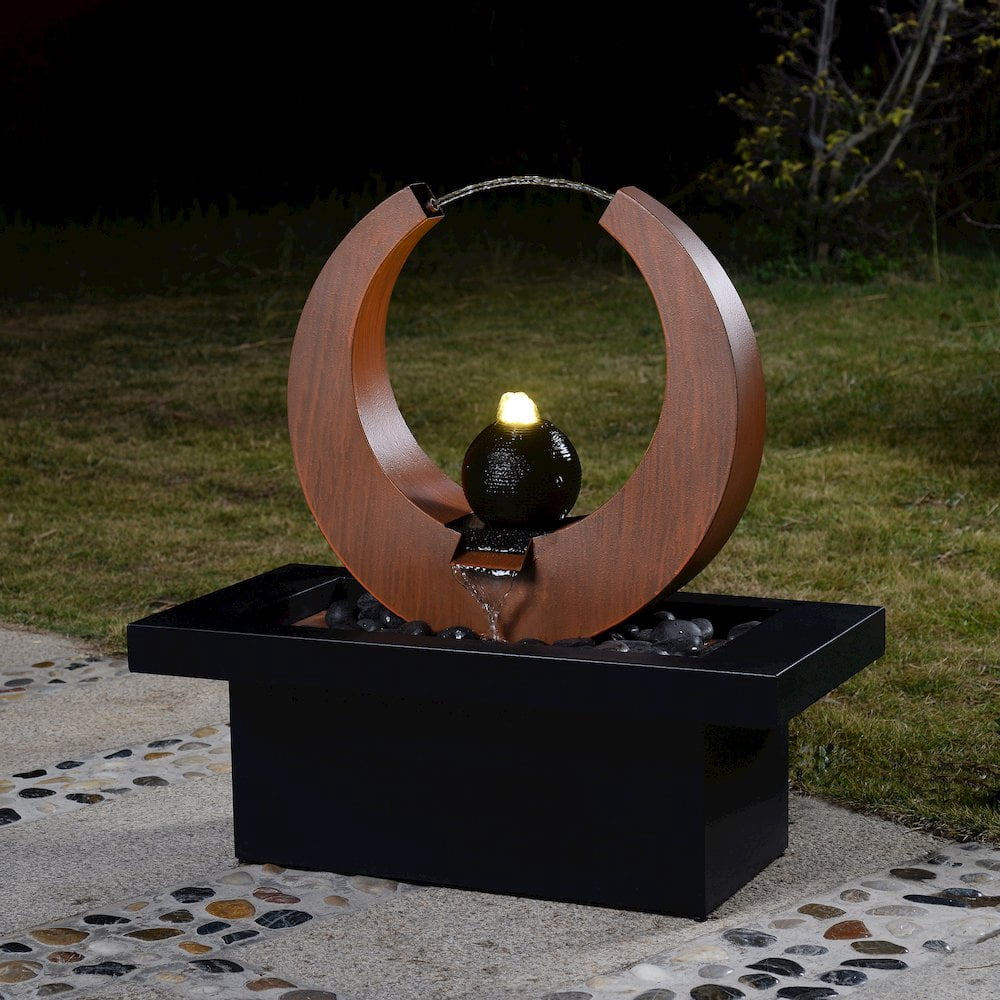 Metal Fountain - Rusty Top with Black Basin