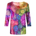 thumbnail image 4 of ICHUANYI Clearance Fashion Woman Round Neck 3/4Sleeve T-Shirt Printing Blouse Tops Sweatshirt(Purple, M) ICHUANYI WER2023081505570, 4 of 4