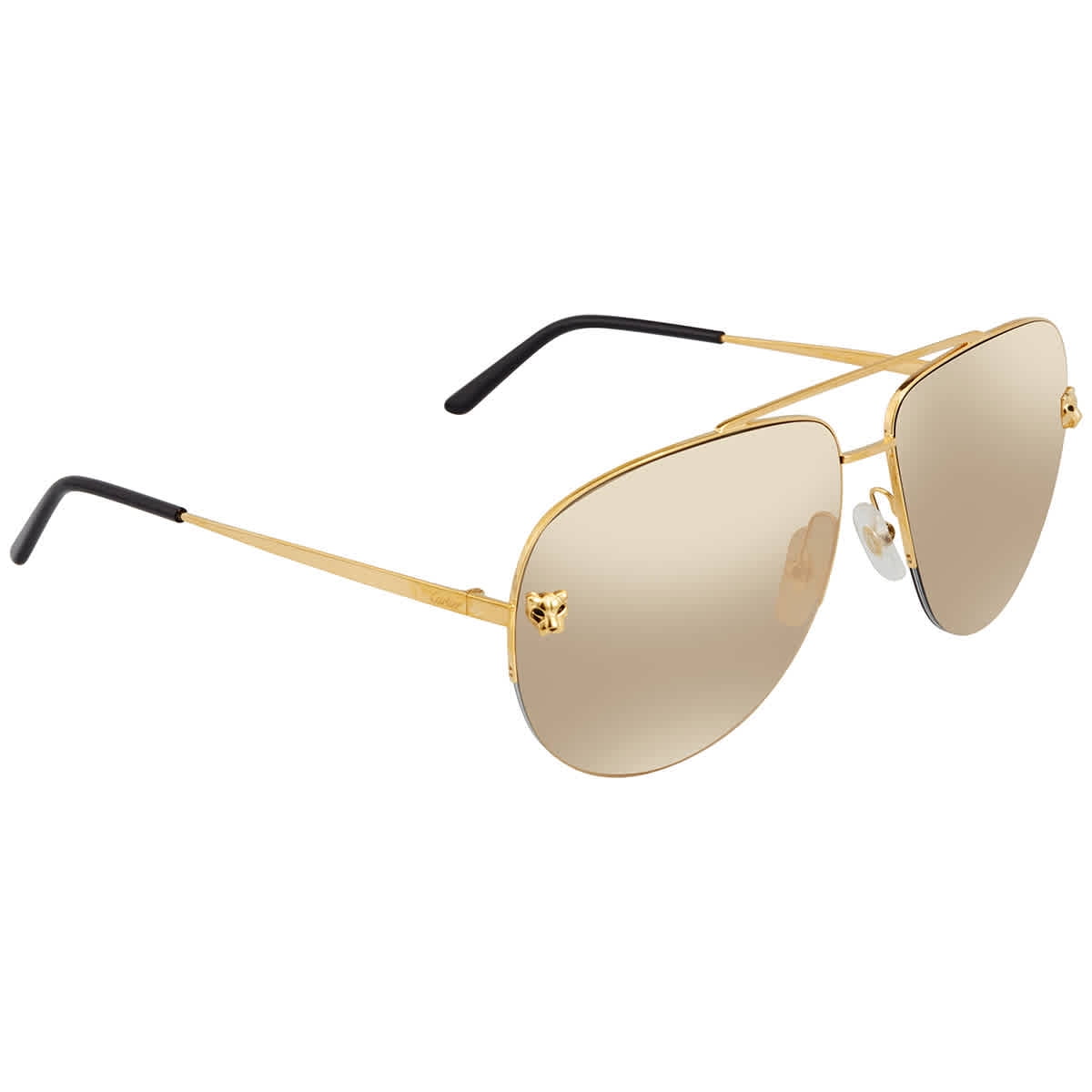 Cartier Gold Mirrored Pilot Ladies Sunglasses CT0065S 009 62
