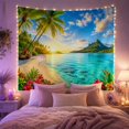 thumbnail image 2 of Floral Garden Tropical with Beach Foreground Clusters Bright, Mystical Fantasy for Space Lovers, Galaxy Room Decor, Mother'S Day Gift, Tapestry Wall Hanging for Bedroom and Dorm, 2 of 7