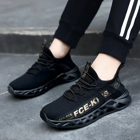 

Boys Woven Knit Soft-soled Sneakers Lightweight Breathable Non-slip Casual Shoes