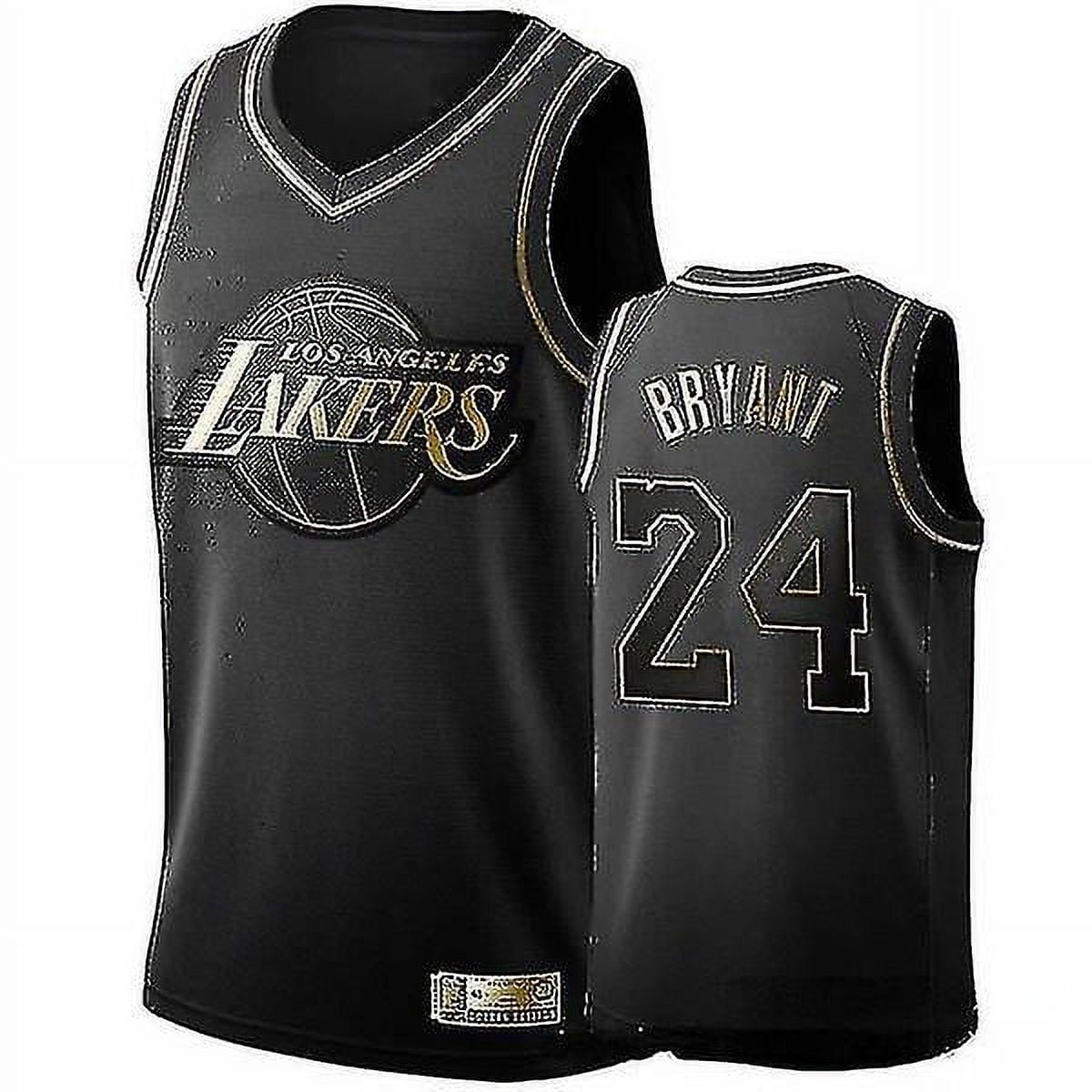 Nba 24# Kobe Bryant Jersey Black Gold Embroidered Jersey Set