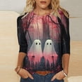 thumbnail image 2 of Enjoytime Womens Tops Halloween Ghost Printed Crew Neck 3/4 Sleeve Shirts Plus Size Fashion Vintage Funny Casual Party Tees, 2 of 5