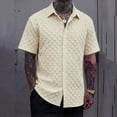 thumbnail image 2 of hotojiny Men's Button down Shirt Short Sleeve Classic Fit Plaid Shirt Casual Summer Beach Wedding Top Vaction Outfit, 2 of 6