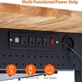 thumbnail image 4 of Bingirl 60 Inch Adjustable Garage Workbench Heavy Duty Workbench 2000 lbs Weight Capacity Includes Drawers Rubberwood Top and Cold Rolled Steel Frame 4 AC Outlets Rolling Workbench for Workshop, 4 of 6