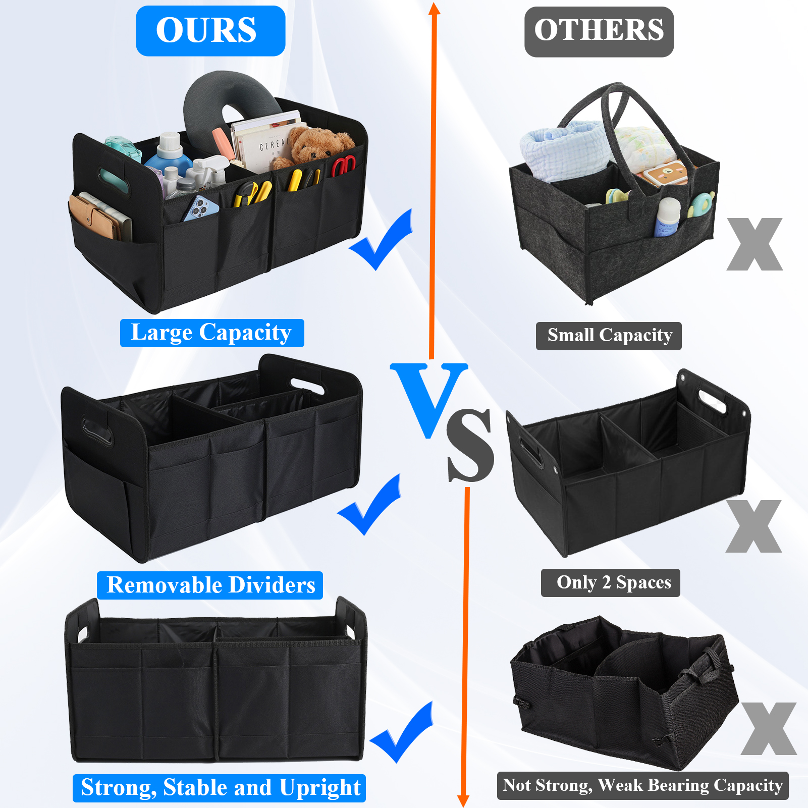 cyrico Car Trunk Organizer, 1680D Oxford Material photo 2