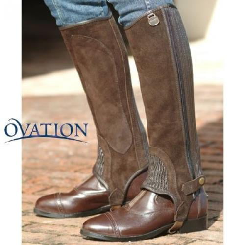 Ovation Ribbed Suede Leather Half Chaps Adult BLACK All Sizes 