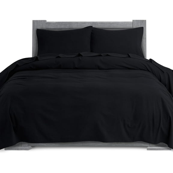 100% Cotton Flannel Sheets Set - Flannel Sheets Full, 4-Piece Flannel Bed Sheets - Lightweight Bedding, Brushed for Extra Softness,Warm, Breathable, 16" Deep Pocket Cali King, Black