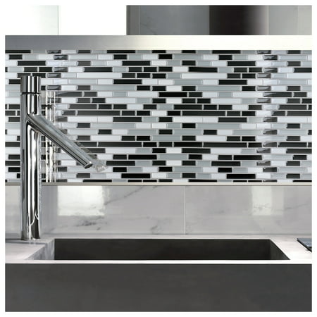 Art3d Decorative Backsplash Tile, Smart Gray & White Brick Design 1