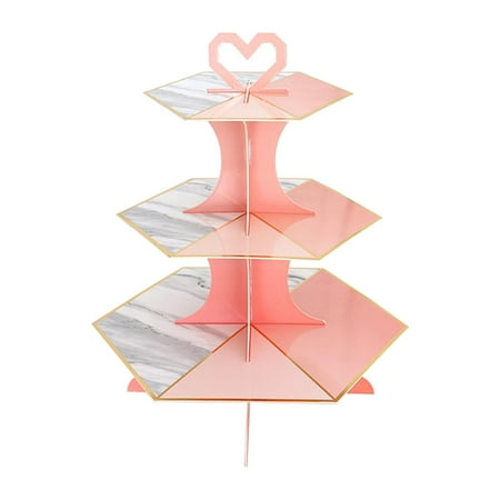 

3 Tiers Dessert Cupcake Holder Dessert Rack Cardboard Cupcake Stand Holder for Pink