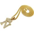 thumbnail image 4 of Icemond Rhinestone Studded Crown Small Initial Alphabet Letter Pendant Necklace 24" Cuban Chain Necklace in Gold Tone, 4 of 5