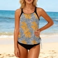 thumbnail image 2 of VEKDONE Tankini Swimsuits for Women Two Piece Tummy Control Modest Bathing Suits Tank Top with High Waisted Shorts Casual Beach Vacation Outfits Yellow XL, 2 of 5