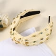 thumbnail image 6 of Rhinestone Retro Knotted Headband Beige 5.24"x1.22" Non-slip Wide Headband for Girl Women, 6 of 8