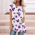 thumbnail image 2 of Moda Mujer Moda Manga corta Cuello redondo Impreso Camiseta larga Blusa Tops sueltos OAVQHLG3B Store  lin121212, 2 of 4