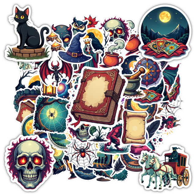 Mystical Stickers Stationery Magical Kids Stickers Witchcraft PVC Sticker Children Stickers for Laptops Notebooks Suitcases
