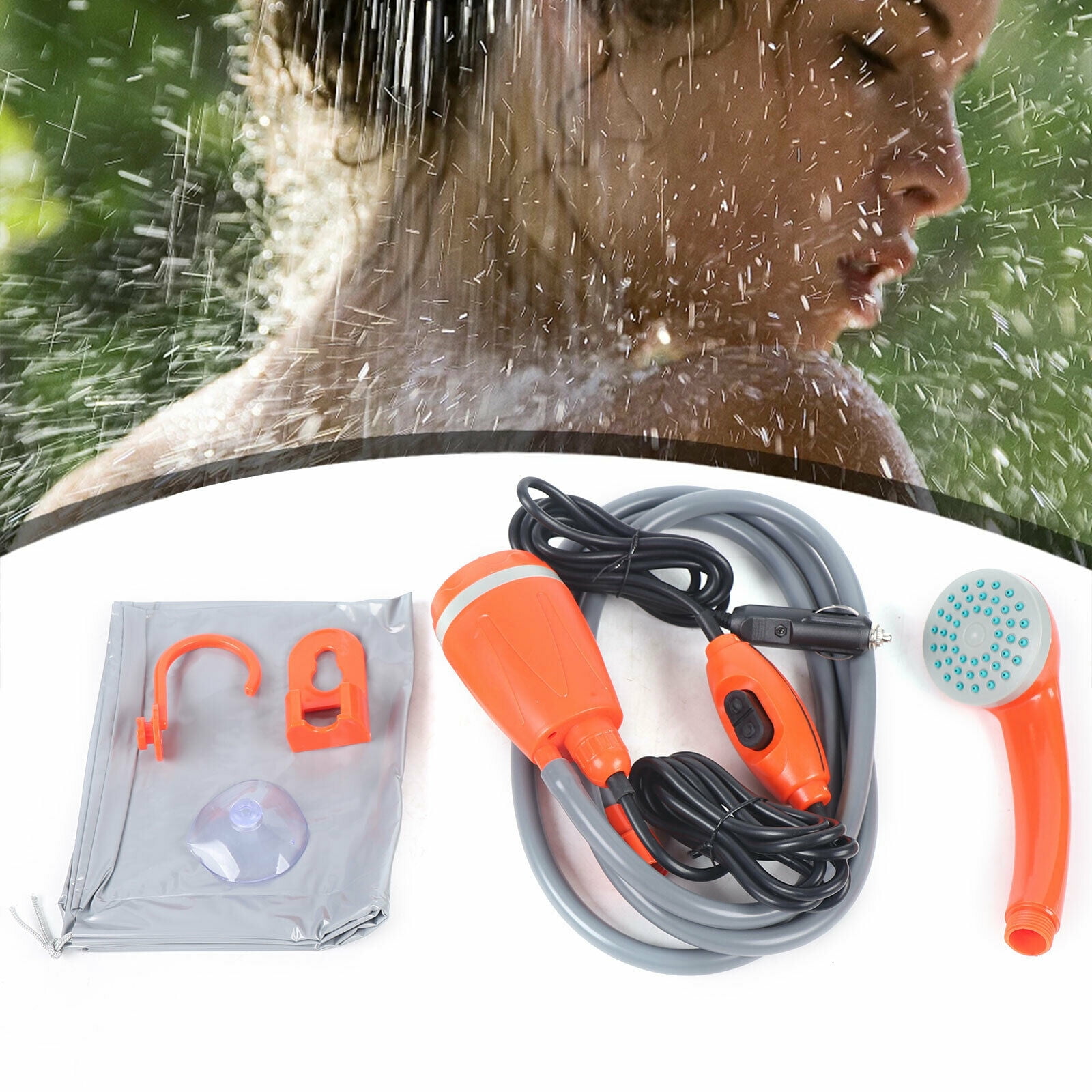 DENEST Portable Outdoor Camping Shower Head Water Pump Rechargeable