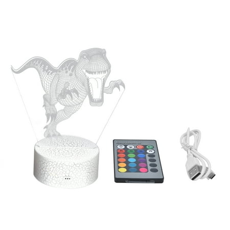 

Dinosaur Night Light 3D 16 Color 5 Brightness Level 4 Flash Modes Birthday Gifts for Kids