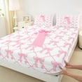 thumbnail image 3 of jejeloiu Letter A Monogrammed Twin Sheet Sets,Cartoon Bow Tie Twin Fitted Sheet,Pink Bowtie Ribbon Flat Sheet For Girls,Microfiber Room Decorative,3 Pieces, 3 of 7