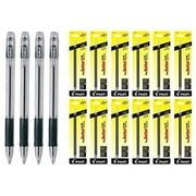 Pilot EasyTouch Ball Point Stick Pens, Fine Point, Black Ink 4 Pens & 24 Refills