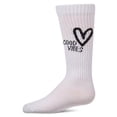 thumbnail image 2 of MeMoi Girls "Good Vibes Heart" Ribbed Cotton Blend Knee High Sock - Girls - Female, 2, Neon Pink, 2 of 11