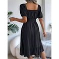 thumbnail image 6 of Women'S Boho Summer Square Neck Puff Sleeve Off Shoulder Smocked Tiered Casual A Line Short Mini Dress Black S, 6 of 8