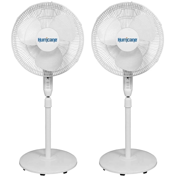 Hurricane Supreme Ventilateur sur Pied Oscillant de 16 Pouces à 3 Vitesses, Lot de 2, Blanc