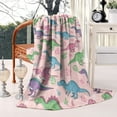 thumbnail image 2 of Pink Cartoon Dinosaurs Leaves Pattern Blanket,Comfortable Soft Lamb Wool Throw Blanket,All Season,Warm Lightweight Blankets for Sofa Bed Couch Living Room Chair,40"x50", 2 of 4