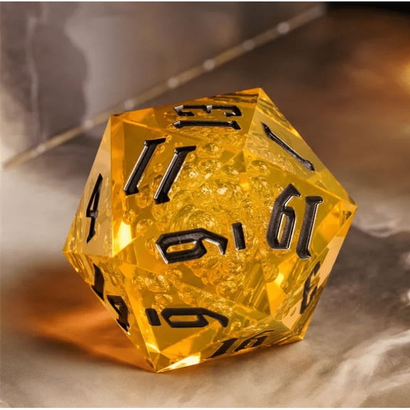 Orange/Silver Titan 55mm Jumbo d20 | Dungeons and Dragons | Colossal Dice Set| DnD Dice