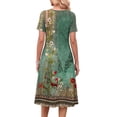 thumbnail image 5 of Fantaslook Pleated Summer Dresses for Women Short Sleeve A Line Midi Dress Flowy Floral Sundress Casual Dress with Pockets, 5 of 10