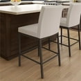 thumbnail image 3 of Amisco Perry Plus 30" Faux Leather and Metal Bar Stool in Cream/Dark Brown, 3 of 9