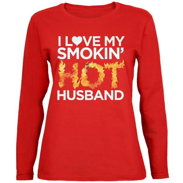 Old Glory - Valentine's Smokin Hot Husband Red Womens Long Sleeve T ...