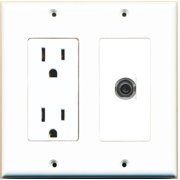 Ultra Spec Cables 1 Port 3.5mm Headphone Wall Plate w/Power Outlet