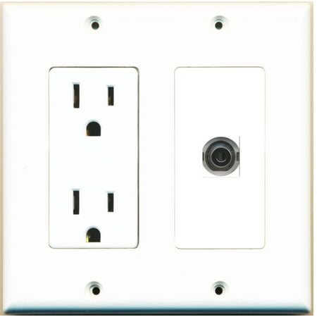 Ultra Spec Cables 1 Port 3.5mm Headphone Wall Plate w/Power Outlet