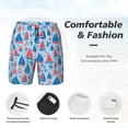 thumbnail image 3 of Yiaed Sailboats On A Waves Print Mens Swim Trunks Bathing Suit Compression Liner Beach Swim Shorts Swimwear Quick Dry Zipper Pocket No-Chafing Board Short-, 3 of 6