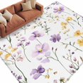 thumbnail image 2 of 5'x8' Area Rugs, Purple Floral Blossom Indoor Outdoor Area Rug for Living Room Bedroom, Spring Rustic Botanical Washable Bathroom Rugs Kitchen Floor Carpet Mats Home Decor Aesthetic, 2 of 8