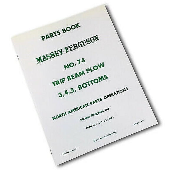 Massey Ferguson 74 Trip Beam Plow Parts Manual Catalog Schematic 3 4 5 Bottoms